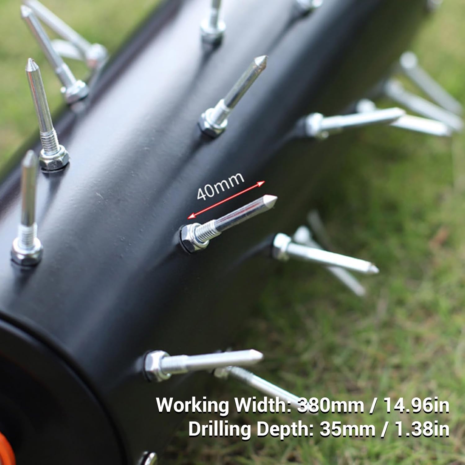 42 Spikes Rolling Lawn Aerator, 3 Adjustable Handle Length Push Aerator Upgraded Heavy Duty Manual Lawn Tool Soil Penetrator Spikes for Garden Patio Yard Compacted Soils