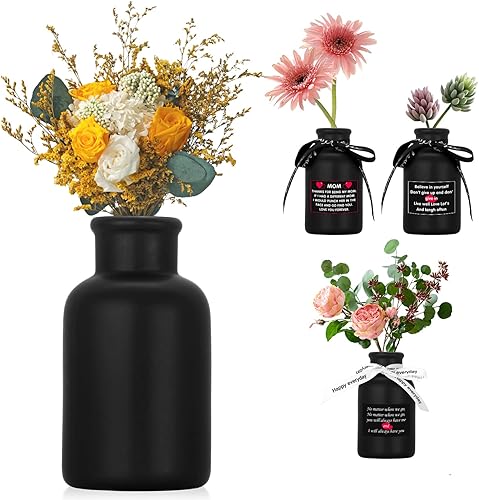 Jarrón de cerámica hecho a mano para flores secas, decoración moderna de casa de campo, jarrón texturizado acanalado para estantes, mesa, mantel y