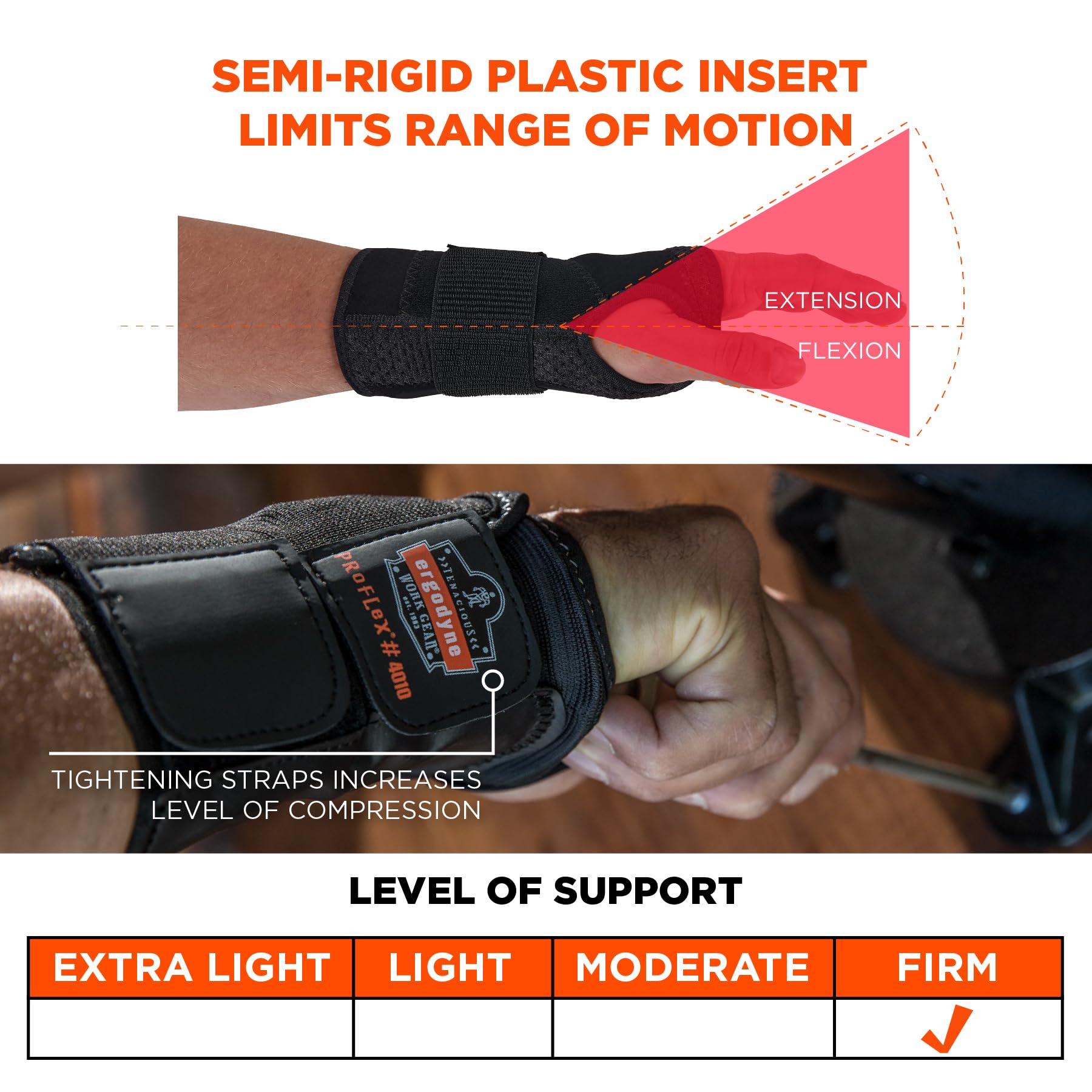 Ergodyne - 70026 ProFlex 4010 Double-Strap Right Wrist Support, Black, Large