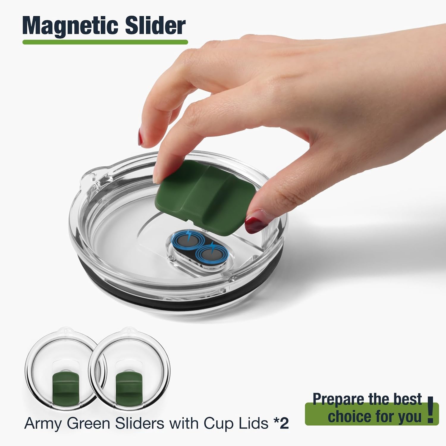 30 oz 887 ml Tumbler Lids for YETI,Magnetic Tumbler Lid Replacement for YETI,BPA Free 2 Pack Army Green Tumbler Lids image 3