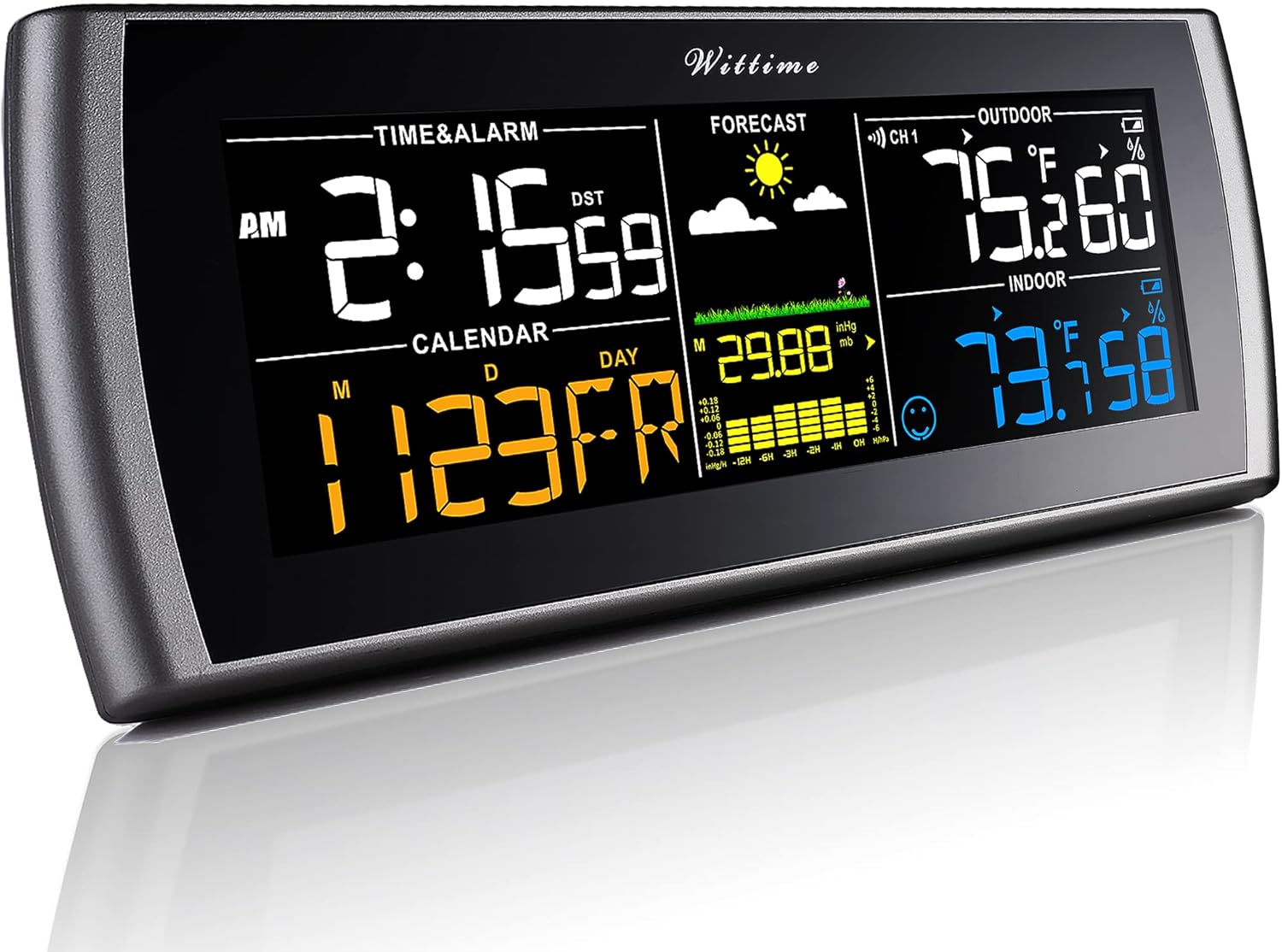 Wittime 2101 Weather Stations Wireless Indoor Outdoor Thermometer ...