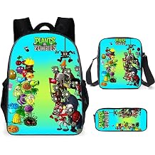 ISaikoy 3 in 1 Game Plants vs. Zombies Backpack Bookbag School Bag Shoulder Bag Handbag Pencil Bag 7