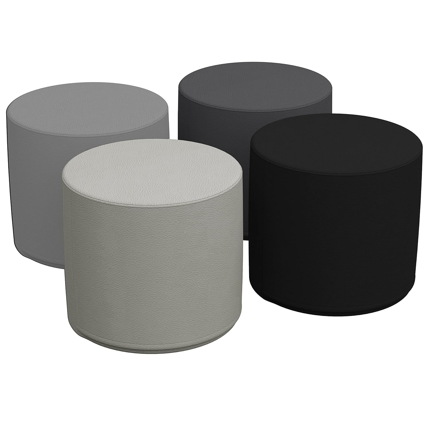 FDP SoftScape 18" Square Ottoman, Collaborative Soft Foam Flexible Seating, Kids' Furniture for Elementary Classrooms, Learning Centers or Home Youth 16" H, (4-Piece Set) - Navy/Powder Blue
