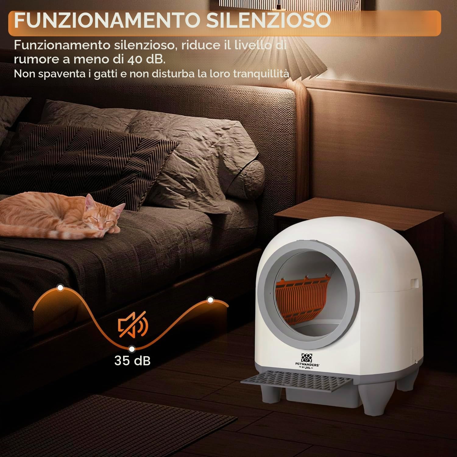 PetWanders - Lettiera automatica Caixa per gatti, autopulente con app, 10 sensori di sicurezza, grande capacità, 90 l, inodore, compatibile con tutti i tipi di sabbia