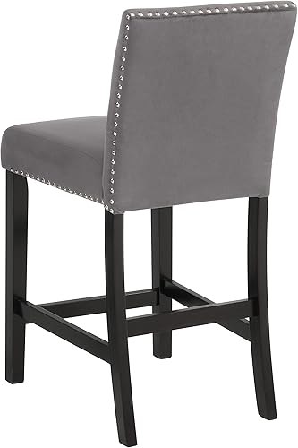 Miniatura 5 de Dining Chairs for Room, Table & Seating Chair Sets Kitchen - Contemporary Velvet Counter Stool with Nailhead Trim, Set of 2, Rubber Wood Legs, 40