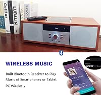 WISCENT Nosztalgikus Bluetooth HiFi Rendszer CD Lejátszóval, 30W Fa Hangszórókkal, FM Rádióval, USB Porttal és AUX Bemenettel, Barna 4
