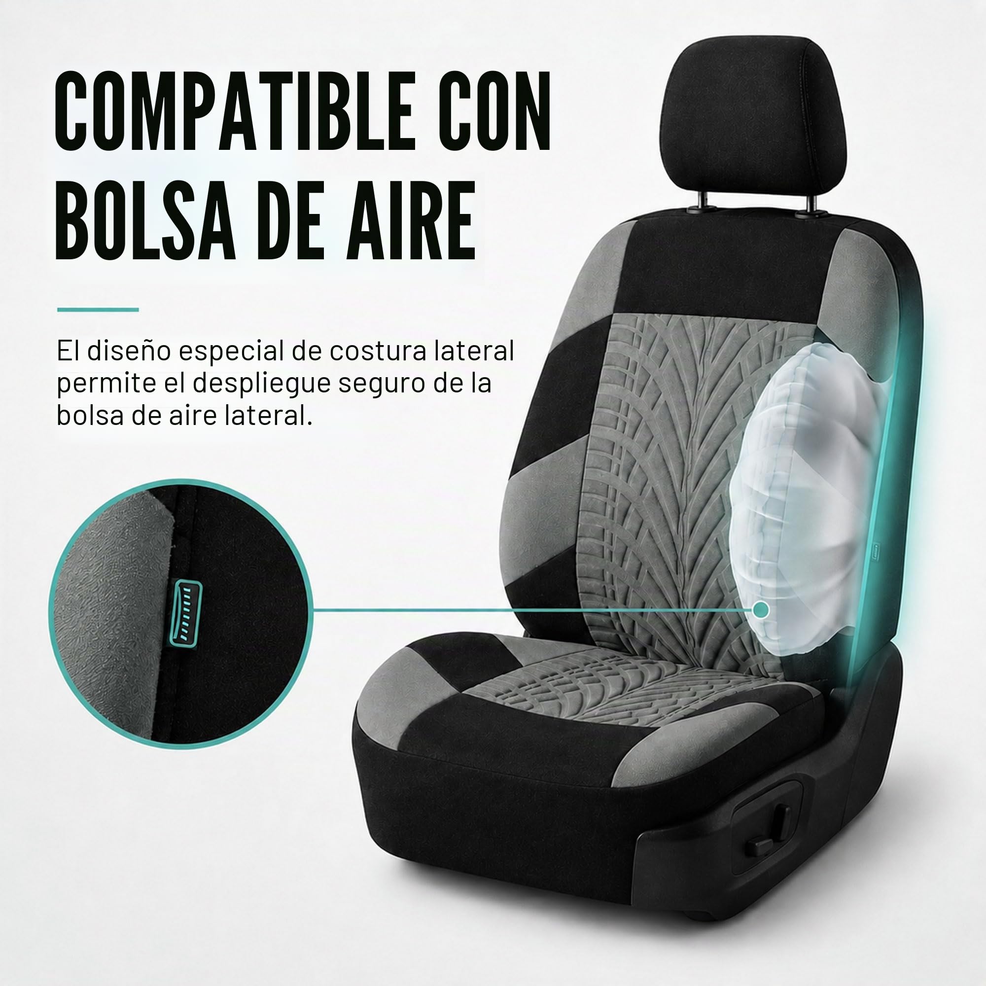 FH GROUP Juego Completo de Fundas de Asiento de automóvil, de Tela, Ajuste Universal, compatibles con Bolsa de Aire, Asiento Trasero Dividido, Lavables, para SUV, sedán