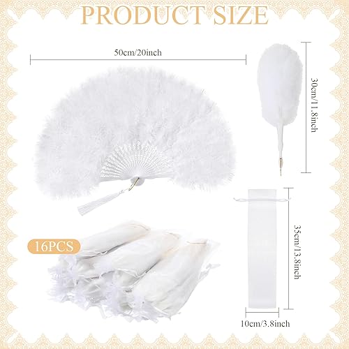 Miniatura 3 de 16 abanicos de plumas de marabú a granel de los años 20, abanico de plumas vintage de los años 20, abanico plegable de mano, abanicos burlescos de