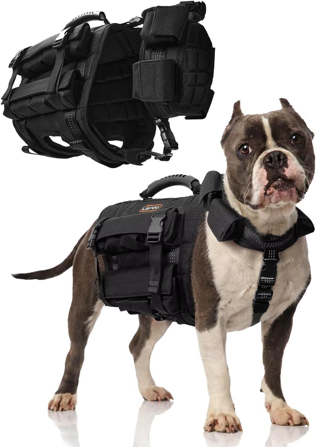 Tactical Weighted Dog Vest for Exercise with Adjustable Weighted Collar, Pocketed Design, Dog Weight Vest Suitable for Walking, Strength Training, Muscle Building with Medium & Large Dogs (M)