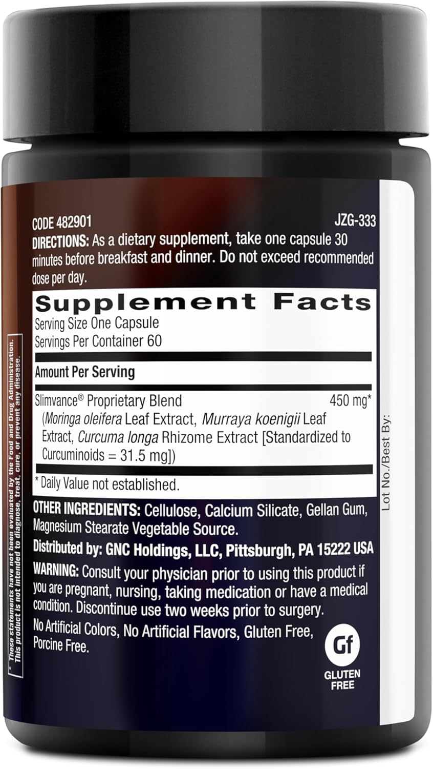 Slimvance Core Slimming Complex, Stimulant Free, 60 Capsules