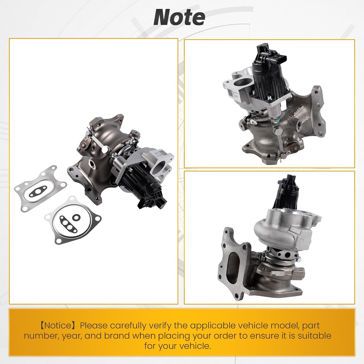 Turbocharger Assembly with Wastegate Actuator & Solenoid Valve Compatible with 2016-2021 Honda Civic 1.5L and 2016-2017 Honda Civic 2.0L, Replaces 18900-5AA-A01 49373-07011 49373-07100