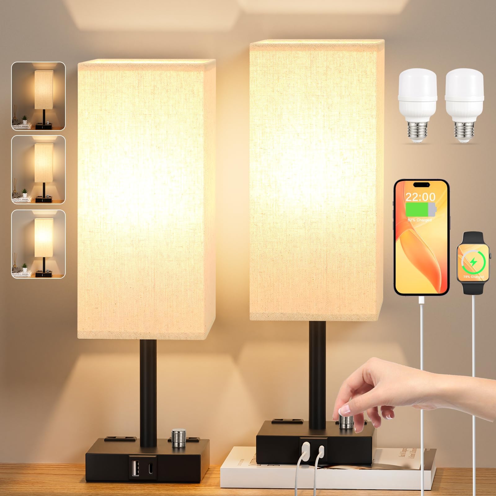 Coppia Di Lampade Da Comodino UFO Design – Abat-jour Originali Italiane Con Luce LED Calda, Perfette Per Camera Da Letto E Lettura