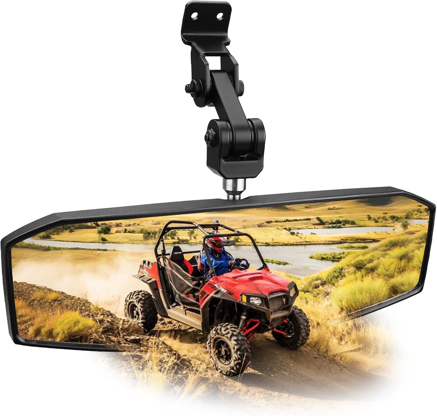 UTV Rear View Mirror, Polaris Ranger Rear View Mirror Compatible with Polaris Ranger 500 570 900 XP 1000XP / Crew，Adjustable up/down/forward/backward Position at Will,HD, OEM #2879969