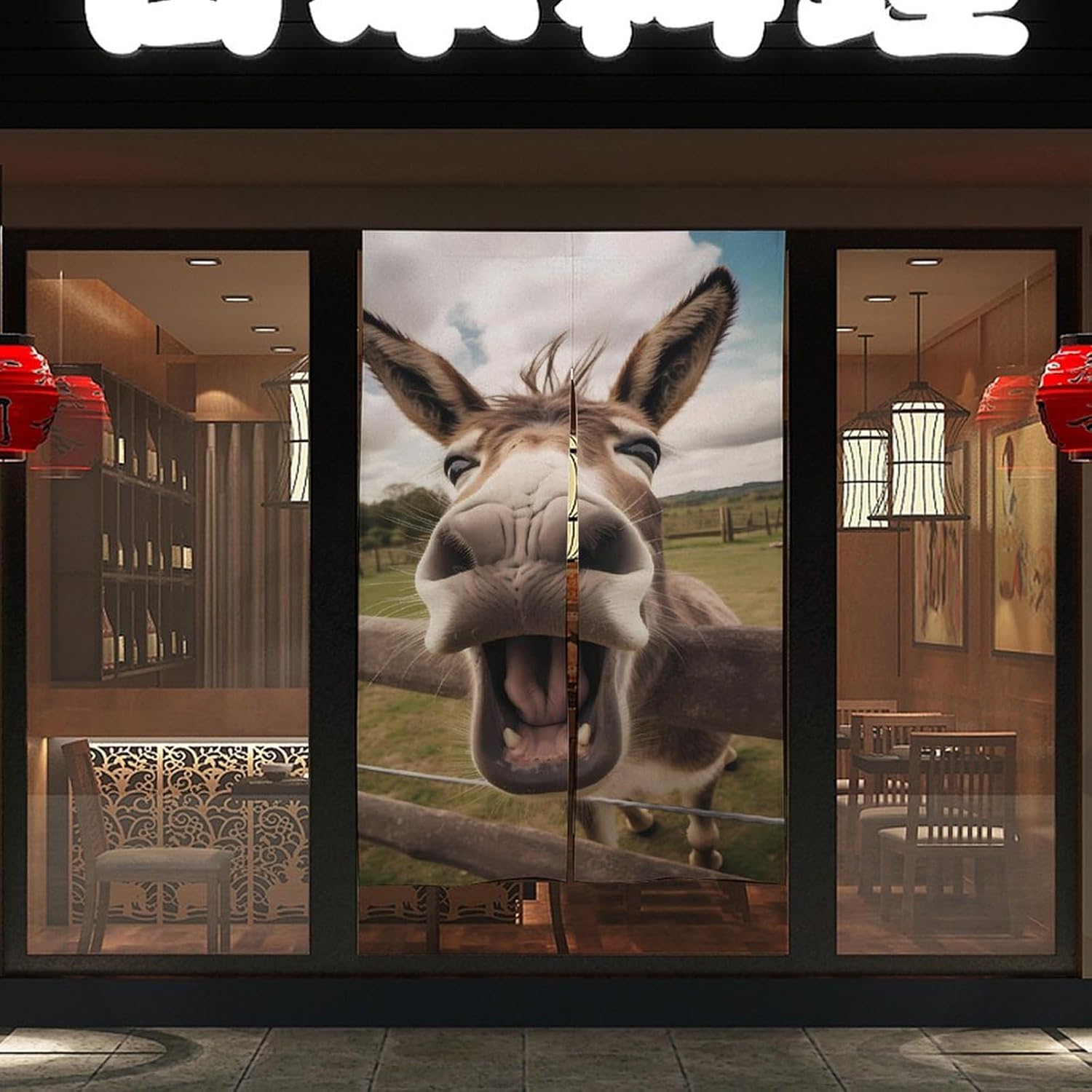 Brown Furry Donkey Door Curtain Blackout Door Cover Curtains Door Screen for Home Accessories