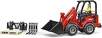 Vista 3 de Bruder Schaeffer Compact Loader 2034 - Vehículo de granja y construcción para juego de simulación realista, caja de arena o diversión al aire libre