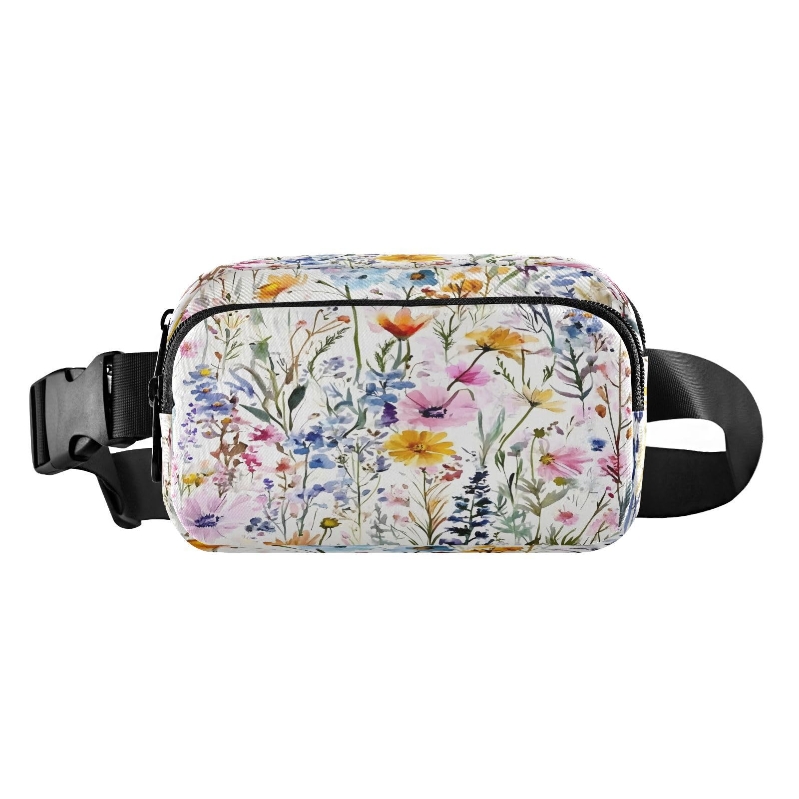 Bum Bag Waist Fanny Pack for Men Women Floral Seamless Watercolor Belt Bag Bumbag for Dog Walking Running Cycling Hiking Travel Workout with Adjustable Strap