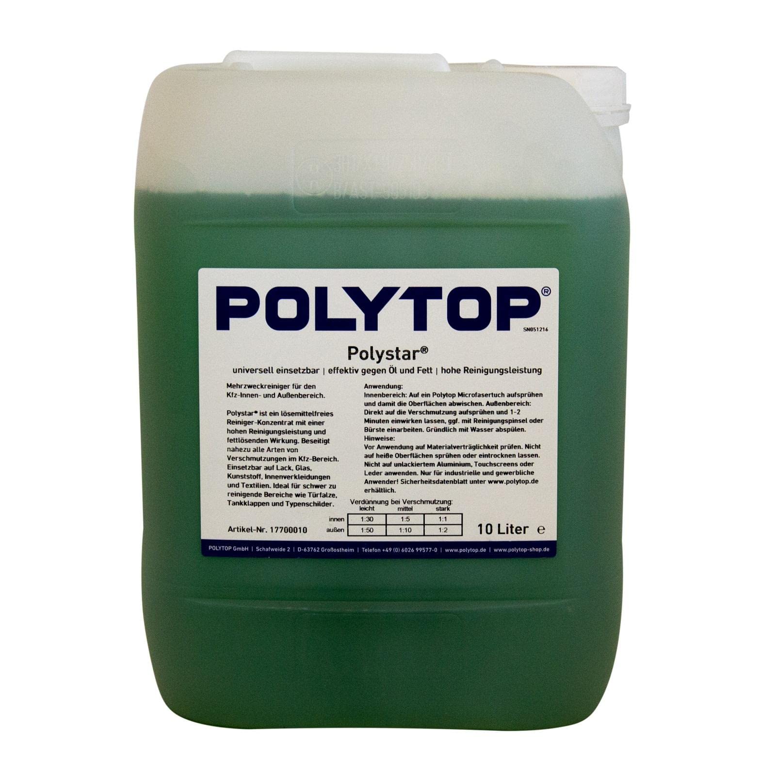 Polytop Polystar koncentrat do czyszczenia, uniwersalny środek czyszczący do wnętrz i na zewnątrz, do samochodów osobowych, ciężarowych, autobusów, 10 l