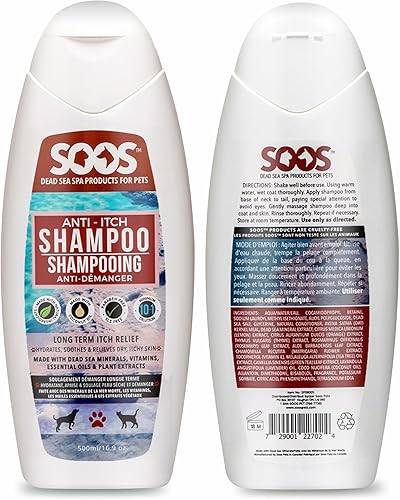 Miniatura 2 de Soos Champú antipicazón para mascotas para perros y gatos - Natural Mar Muerto de rápida absorción - Piel limpia con vitaminas minerales, aceites