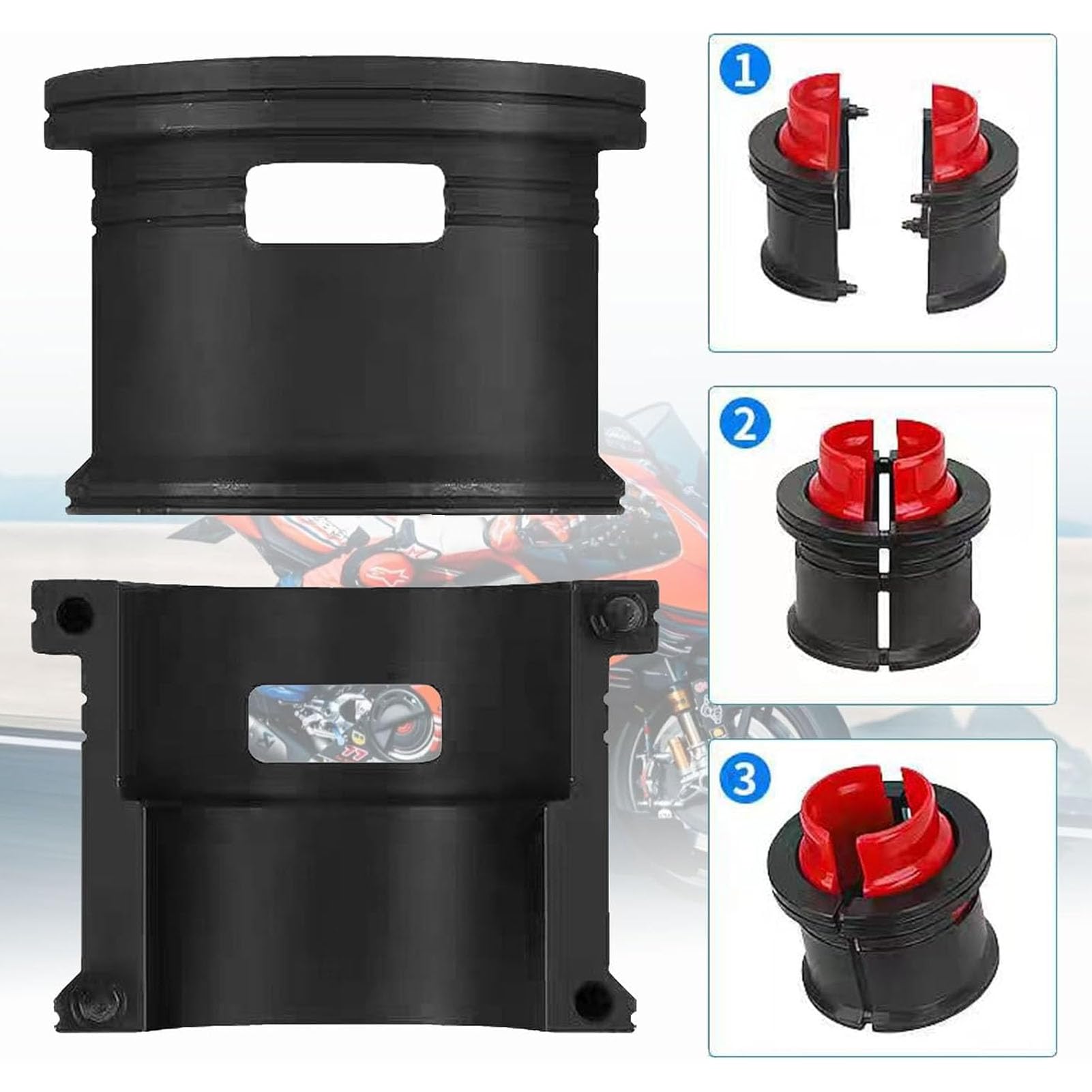 Zestaw Narzędzi do Napędu Uszczelki Widelca, Zestaw Adapterów do Montażu i Demontażu 35 36 40 41 42 43 45 46 47 48 49 50 MM, z Schowkiem, wideł Zwykłych i Odwróconych