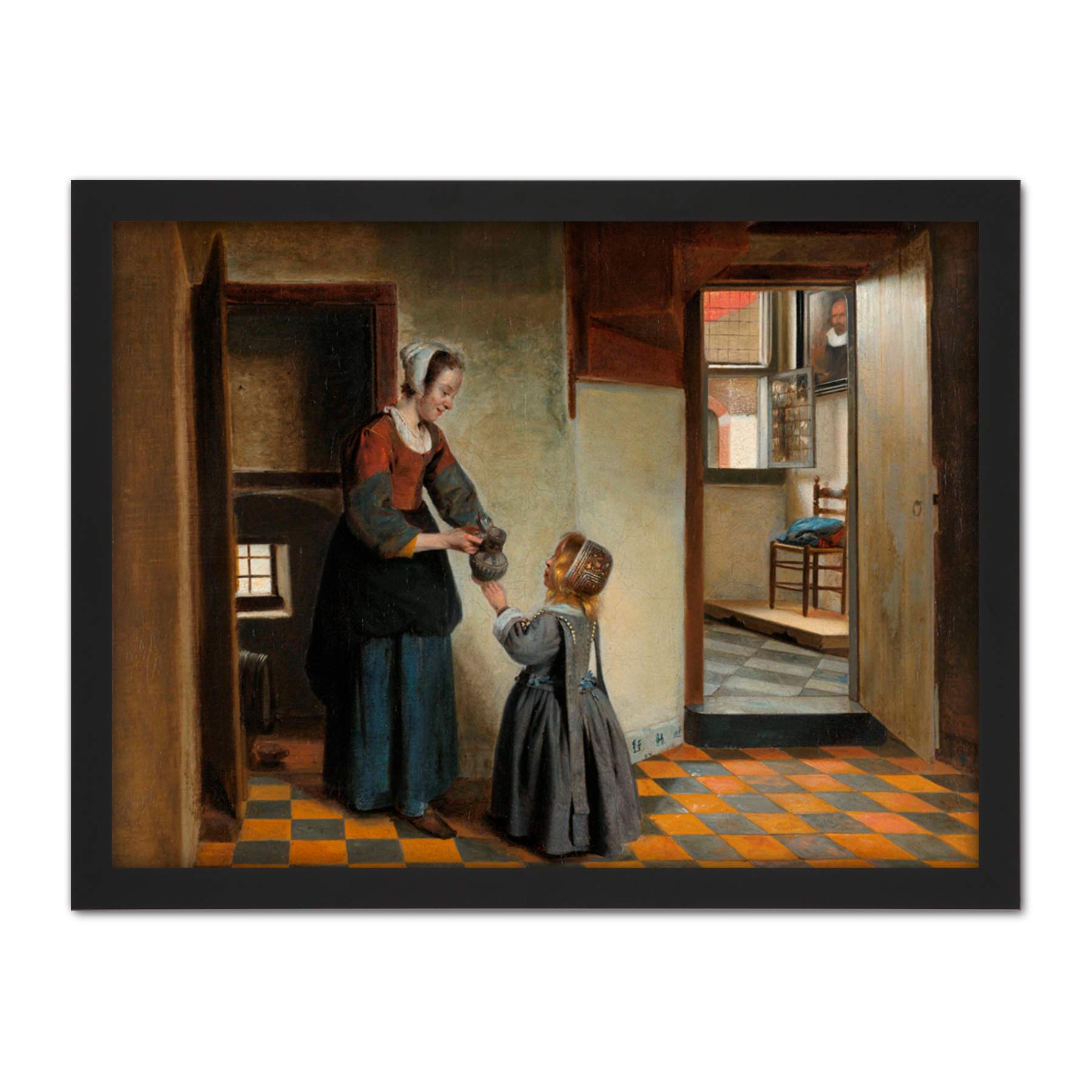 Artery8 Pieter De Hooch Woman With A Child In A Pantry Artwork Framed Wall Art Print 18X24 Inch