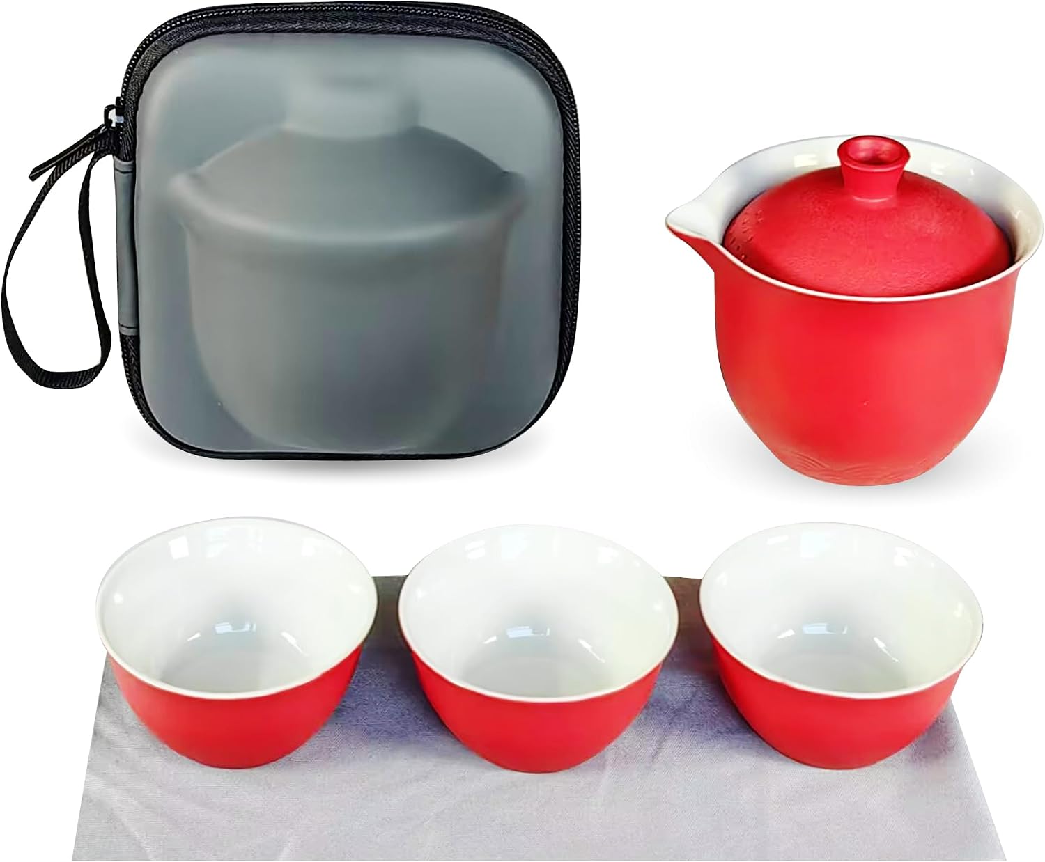 Gaiwan Tea Set, Portable Tea Set Ceramic Gongfu Tea Cups for Home, & Travel T-A-C2G