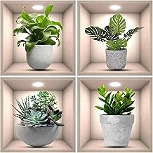 AARKRI SALES 3D Type Wall Paper Stickers|Sqare Flower Pot Wallpaper Self Adhesive Stickers|3D DIY Frame Size -30 cm x 30 cm (Pack of - 4pcs) (Flower Pot), 30 cms