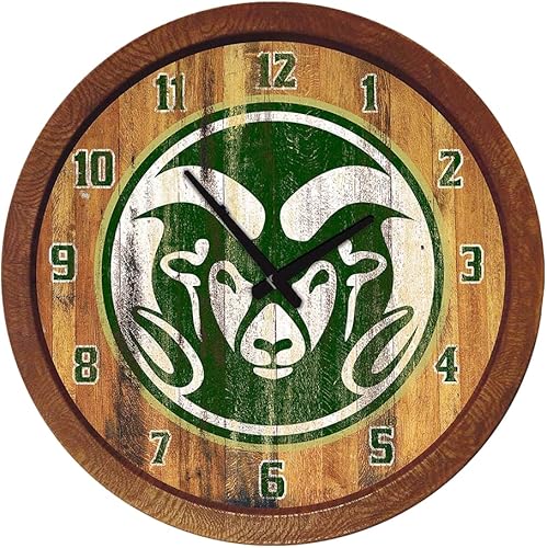 Miniatura 404 de The Fan-Brand NCAA Oklahoma Sooners: Faux Barrel Top Wall Clock Sports Team Bar Sign Décor - Home Man Cave, Party Decoration - Made On Demand