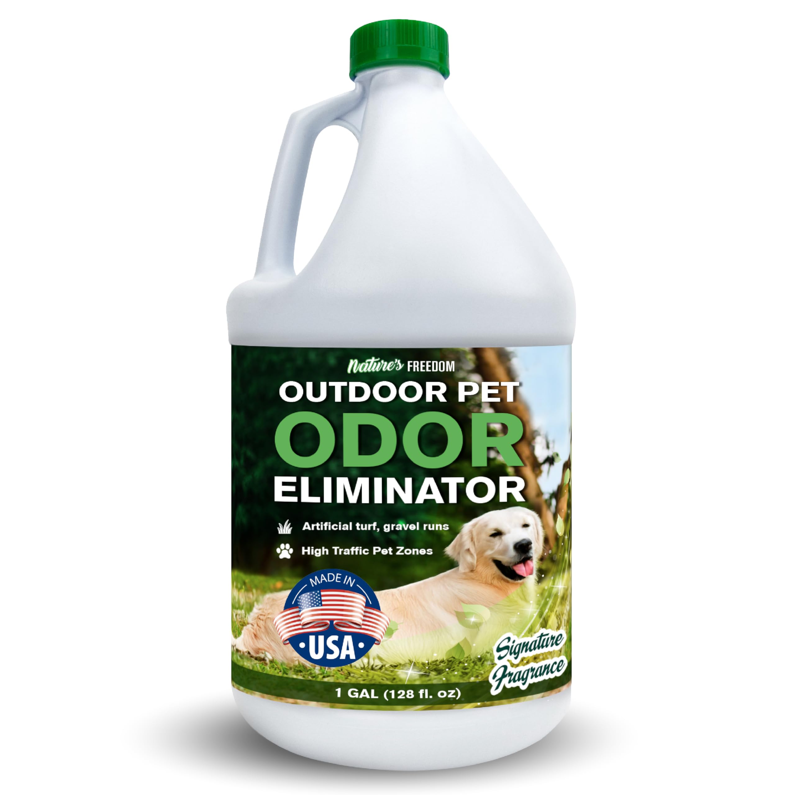 Nature's Freedom Concentrated Enzymes Outdoor Odor Eliminator, Turf and Yard Cleaner for Pet Urine, Deodorizer for Dog &amp; Cat Waste &amp; Smells, Makes 5 to 64 Gallons, Use on Grass, Patios, Kennels