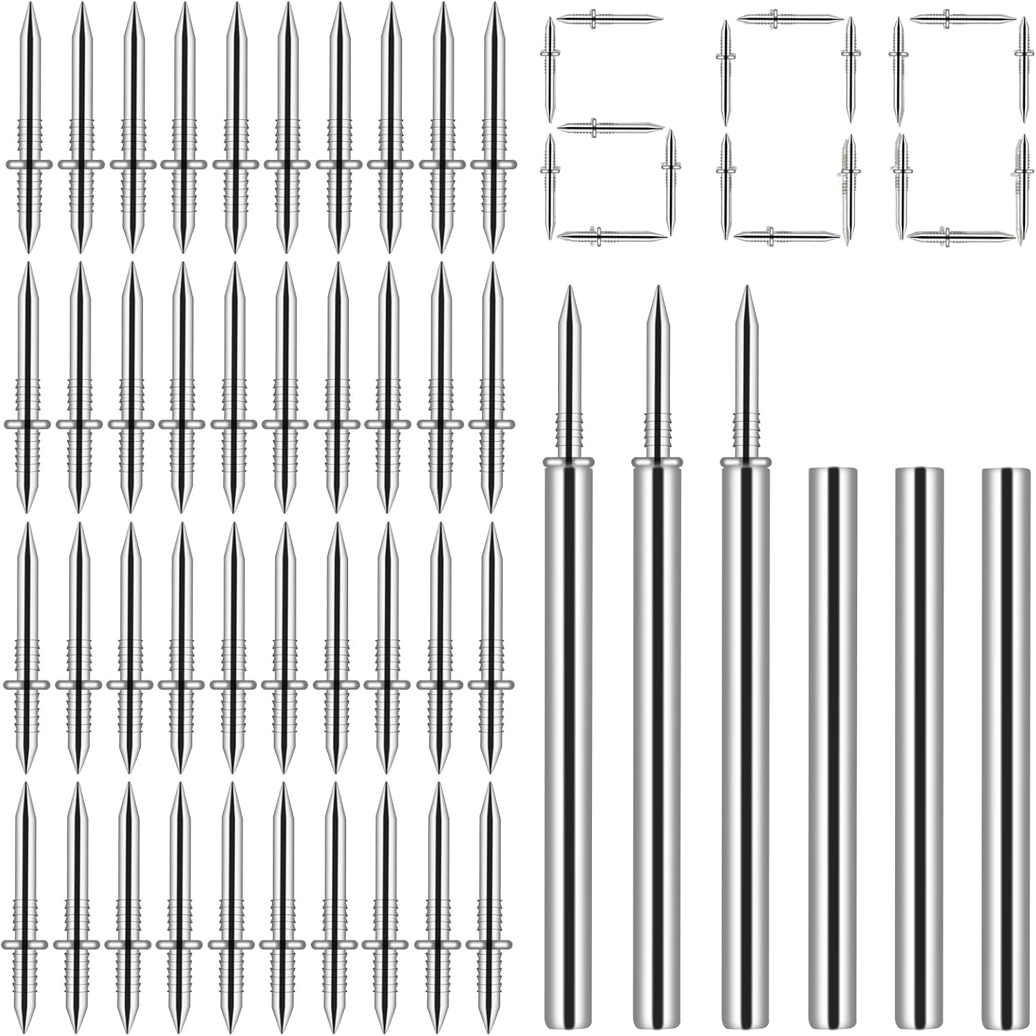 600Pcs Double Headed Skirting Seamless Nails with Sleeve Tools, Invisible Non-Mark Baseboard Installation Fasteners
