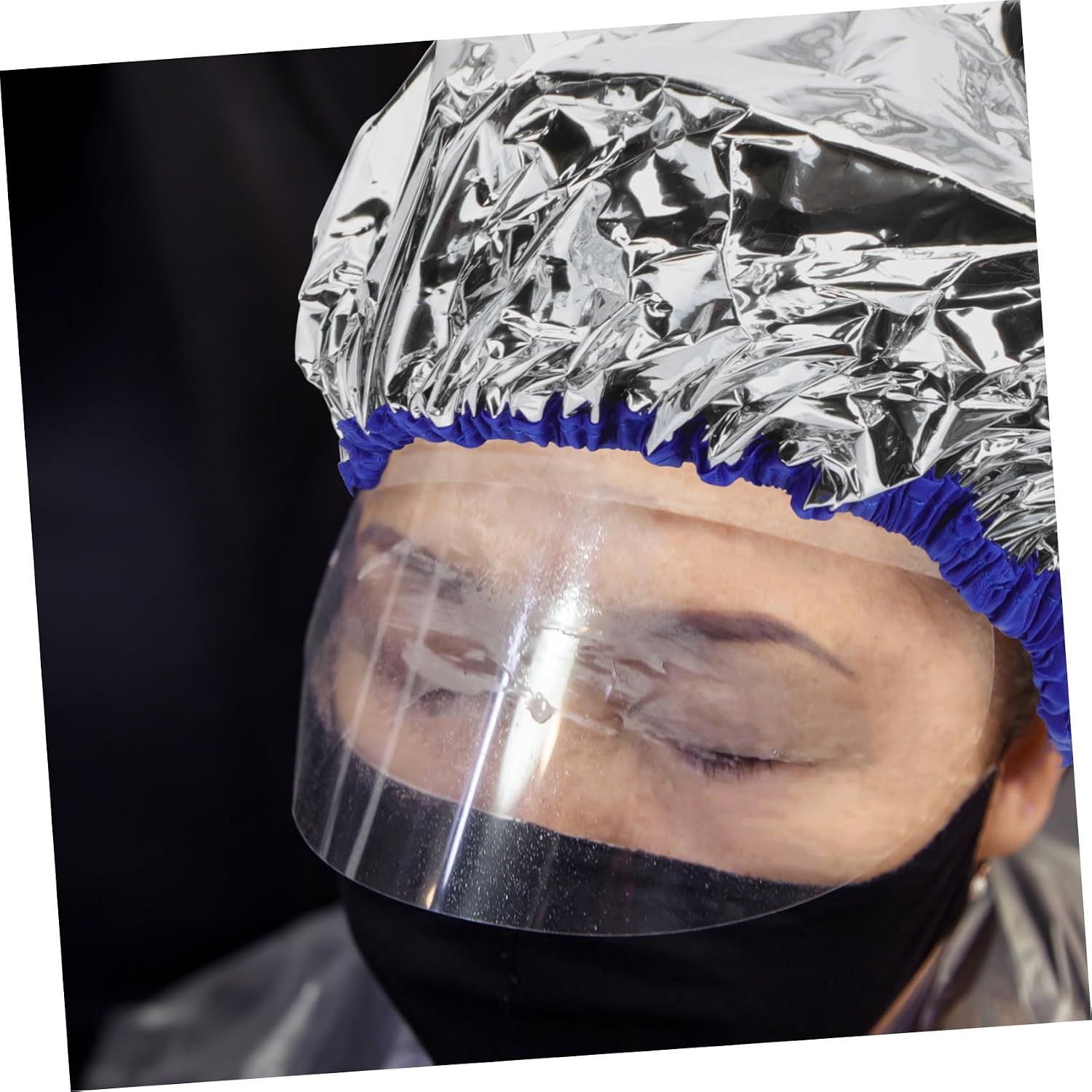 Baluue 3pcs Hair Treatment Cap Self-Heating Silver Foil Hair Care Protector for Home Use Elastic Design for Spa Deep Conditioning and Beauty Routine