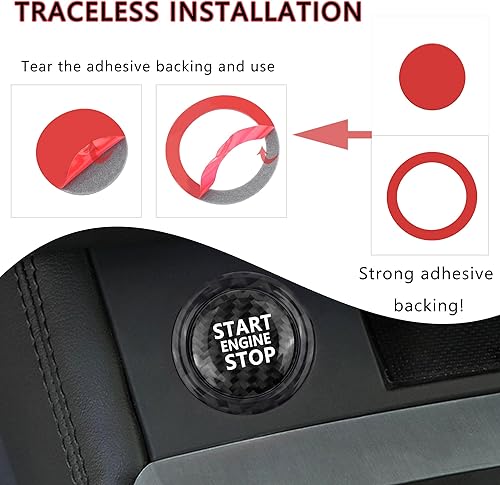 Miniatura 4 de Cubierta de botón de arranque para automóvil compatible con Audi, cubierta de botón de arranque de motor de aluminio fresco con anillo de metal para