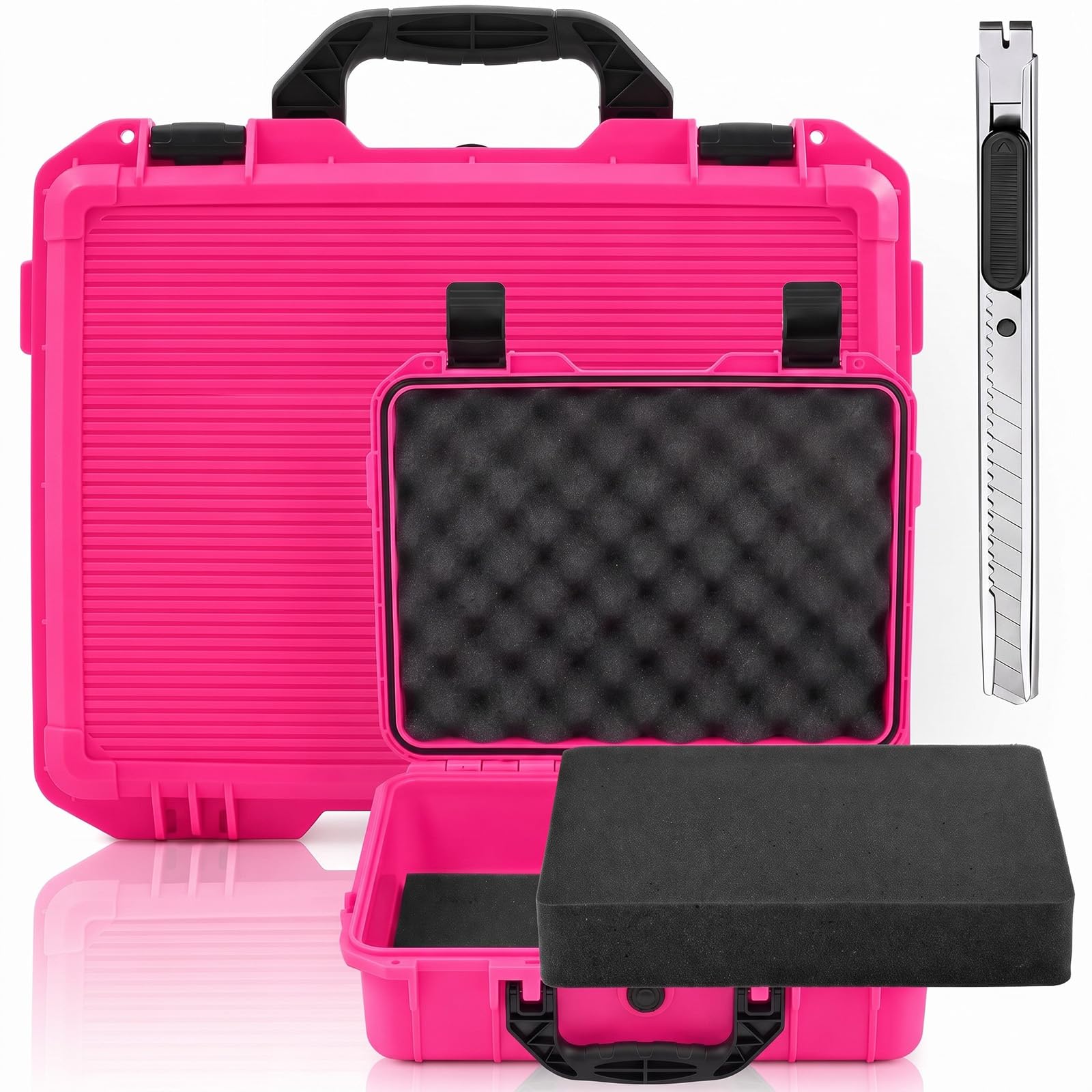 Relaxweex 10.04 x 7.87 x 3.54 Inch Hard Case, Grid Shell, Rose Red