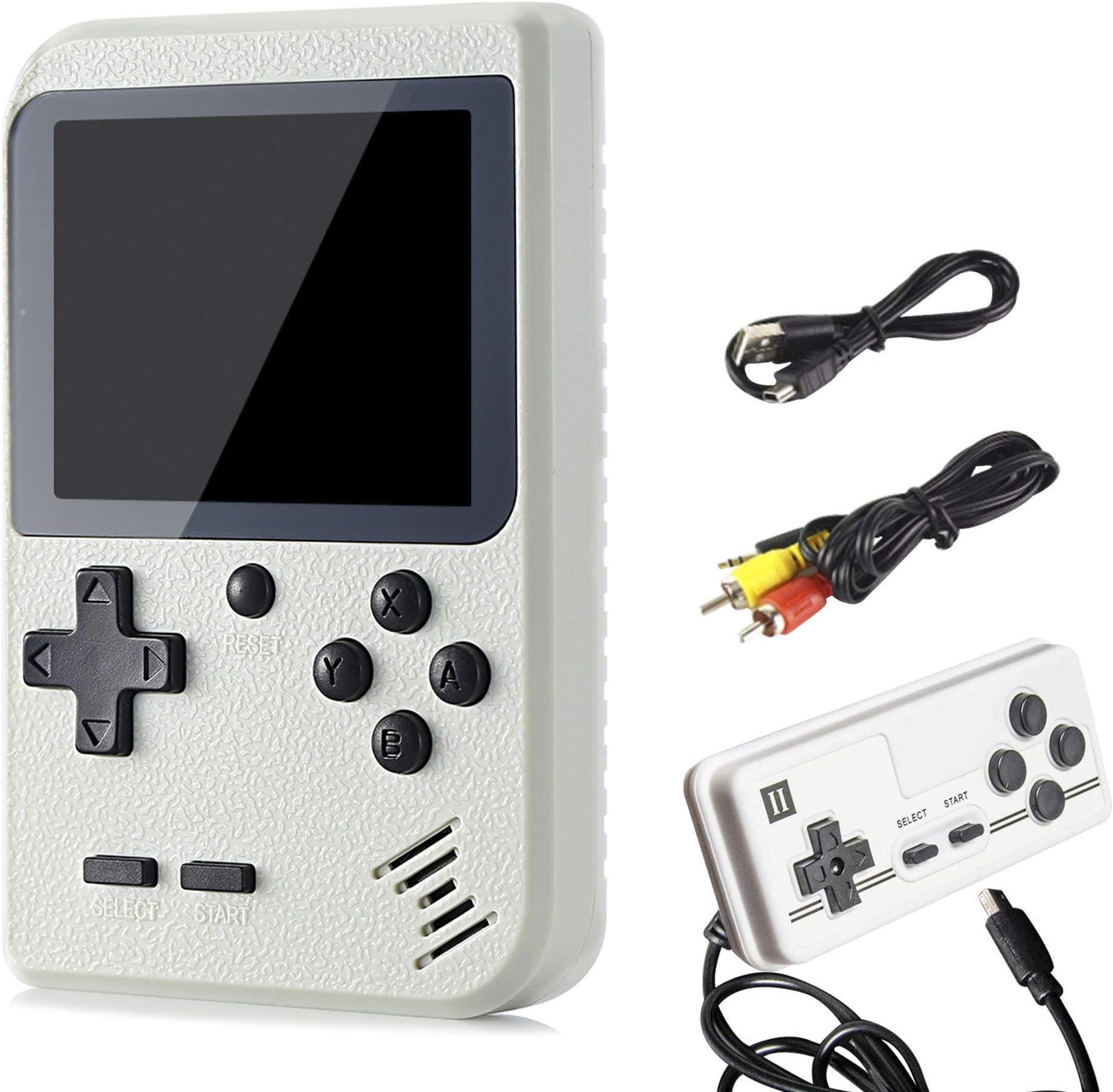 Portable Handheld Games Console with 800 Classical Games,Mini Retro Game Player Support for Connecting TV and Two Players,1020mAh Rechargeable Battery, Present for Kids and Adult (White)
