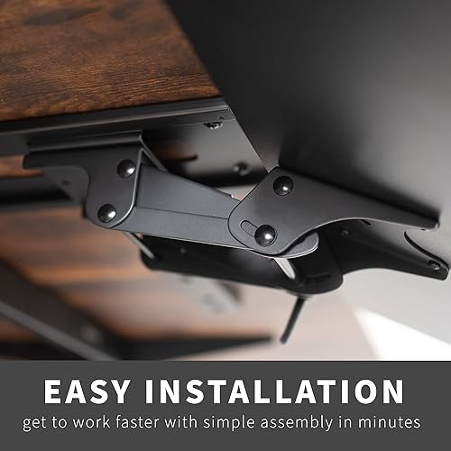 Miniatura 9 de VIVO Bandeja de plataforma ajustable para teclado y mouse, ergonómica debajo de la mesa, estante debajo del escritorio, estante rústico vintage