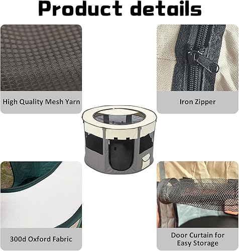 Miniatura 2 de Apatal Corralito portátil para mascotas, plegable y plegable para gatos, recinto de ejercicio, tiendas de campaña, sala de aislamiento para perros,