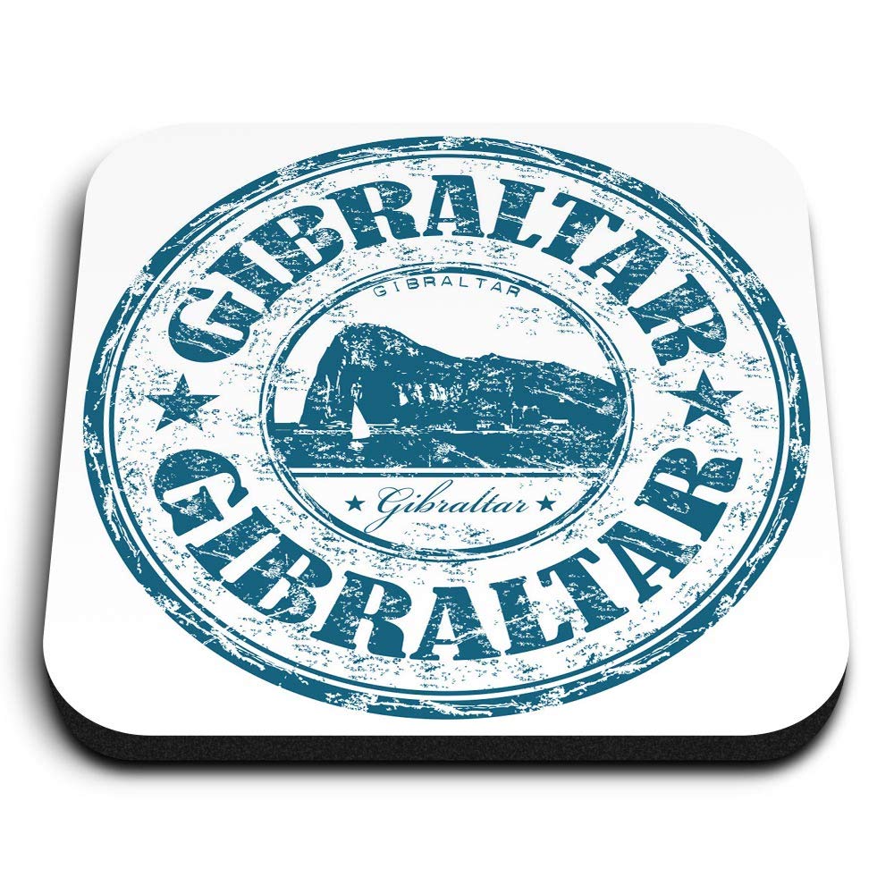 Destination Vinyl Ltd Multicolor 1 X Square Mdf Magnets - Gibraltar Travel Stamp Destination 7088