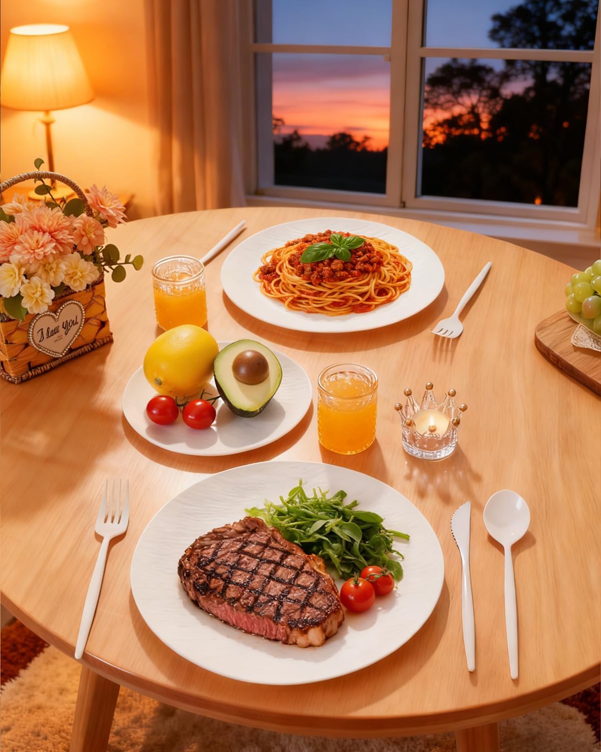 WONDERFUL 32pcs White Plastic Plates Reusable Unbreakable Dinnerware Set Dishes Set Dishwasher Safe Outdoor Plates Includes:16 Dinner 10" and 16 Dessert Plate 7.3" Ideal for Wedding/Party - Image 6