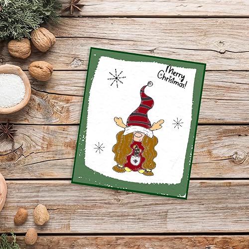 Miniatura 5 de Threetols Sellos transparentes de Navidad para hacer tarjetas, gnomos, copos de nieve, sello de goma transparente, sellos de palabras de feliz año