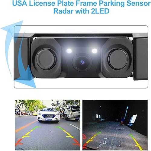 Miniatura 5 de Marco de matrícula de automóvil 3 en 1, sensor de estacionamiento, cámara de respaldo inversa 2LED con gran angular de 120 grados, impermeable, para