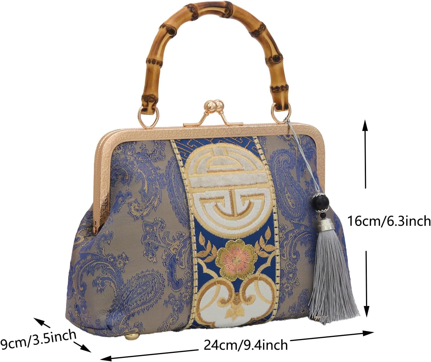 YeBon Retro Shoulder Chain Messenger Clutch Chinese Style Embroidered Jacquard Women's Evening Bags - Image 4