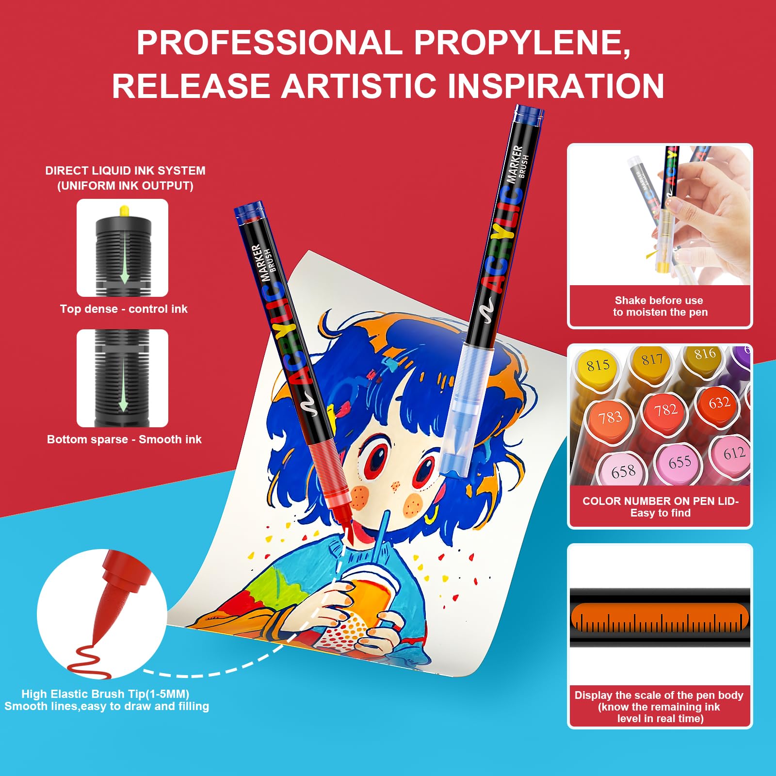 288 Couleurs Feutre Acrylique, Marqueur Peinture Acrylique 1-5mm | Séchage Rapide, étanche à l'eau, Marqueur Acrylique Pour Papier, Verre, Galet, Métal, Plastique, Bois, Céramique, Textile