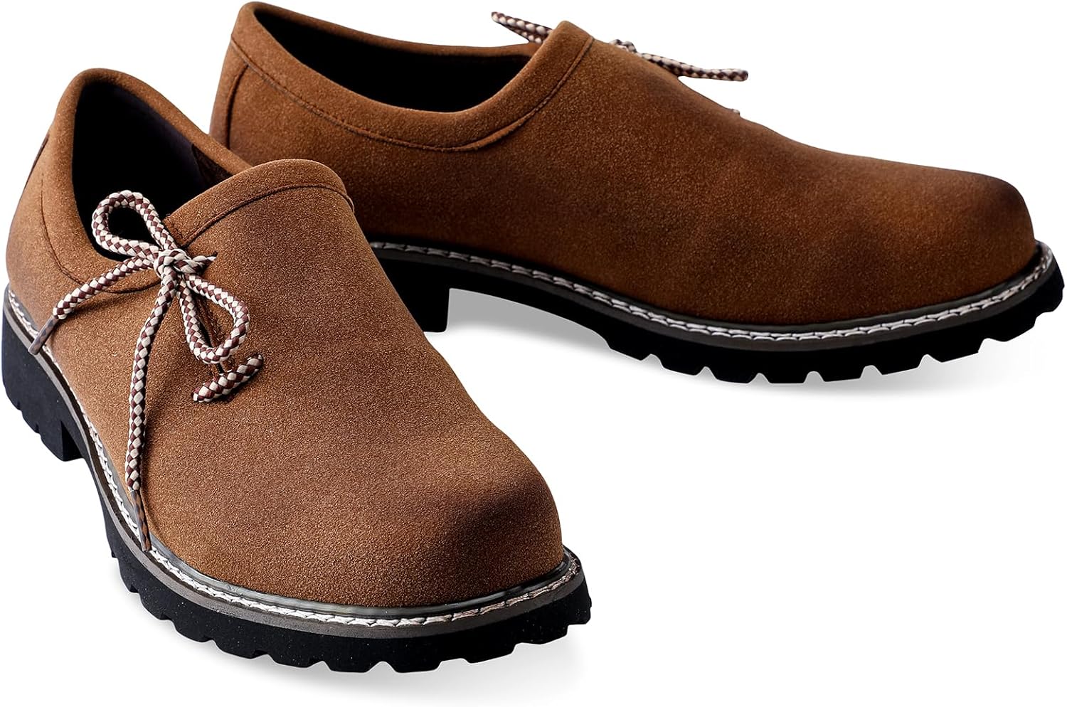 Cuffbow Lederhosen Shoes for Men Oktoberfest Costume Boots Authentic German Lederhosen Suede Leather Shoes Brown Casual Boots