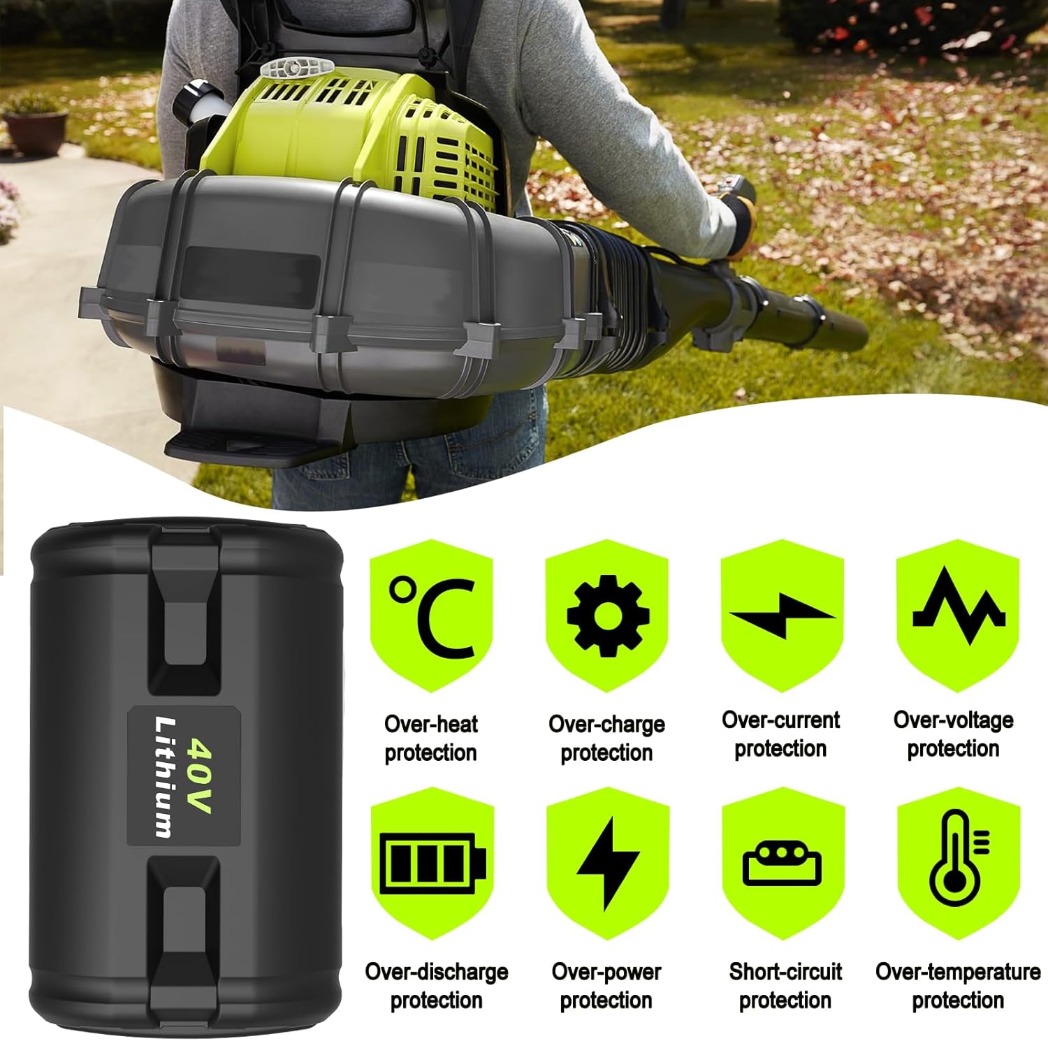 40V 6.0Ah Battery Replacement for Ryobi 40V Battery OP4026 OP4040 OP4050, Compatible with Ryobi 40v Cordless Tools