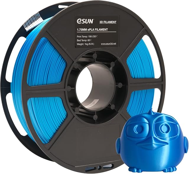 eSUN Gloss PLA Filament 1.75mm, Glossy 3D Printer Filament PLA, Dimensional Accuracy +/- 0.05mm, 1KG Spool (2.2 LBS) 3D Printing Filament for 3D Printers, Gloss Blue