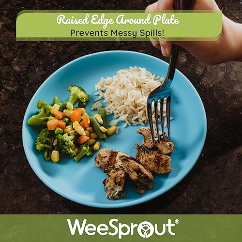 Miniatura 5 de WeeSprout Platos sin succión para bebés y niños pequeños con tapas, platos de silicona 100% de grado alimenticio, tapas de plástico duro de alta