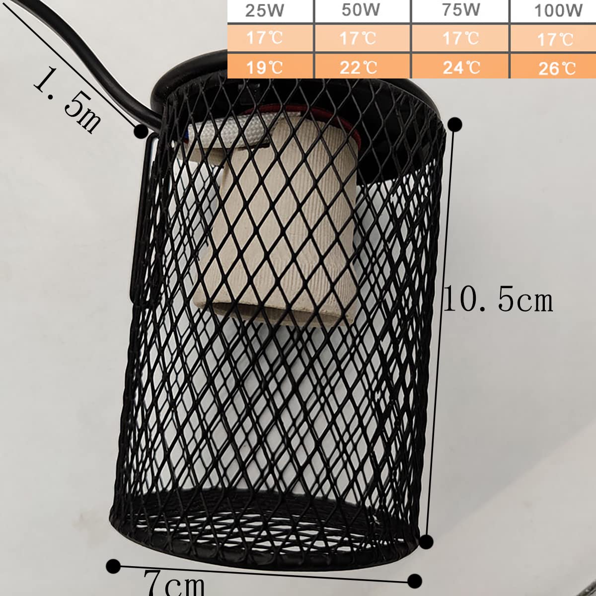 Lámpara Calor Reptil 25W-100W, Lámpara Calor para Mascotas Aves Corral con Termostato Y Cable Alimentación 1,5m, para Granja Cría/Familia,50W
