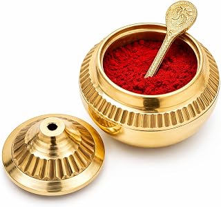 Pure Brass Sindoor Box with Stick | Kumkum Dabbi for Women | Brass Sindoor Dani | Puja Mandir Accessories | Wedding & Fest... Price In India