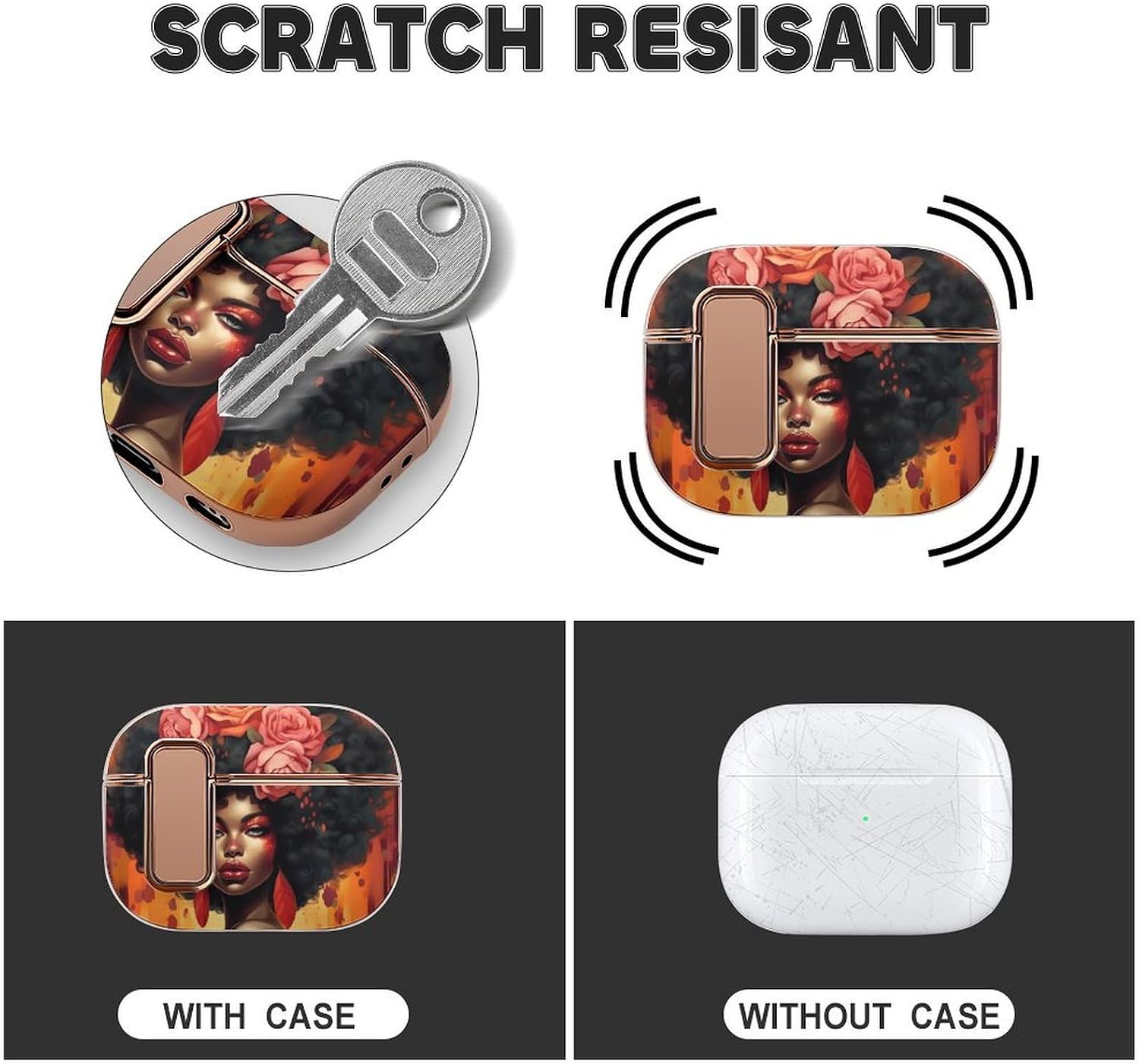 African American Women Headsets Case Compatible for Airpods 2 Earbuds Protective Covers Hard Shell image 3