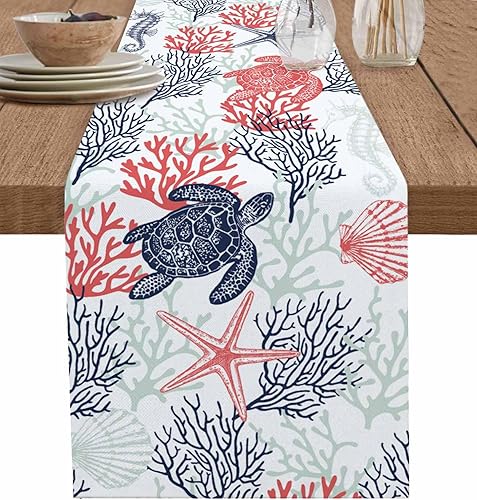 Miniatura 19 de Camino de mesa de gnomos de Acción de Gracias, calabazas azules, 48 pulgadas de largo, hojas de árbol de arce de otoño, camino de mesa auxiliar,