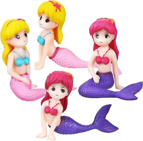 COHEALI Decoración de sirena para acuario, decoración de pecera de sirena, 4 piezas, figuras de sirena en miniatura, mini estatuas de sirena, disponible en Yaxa Peru